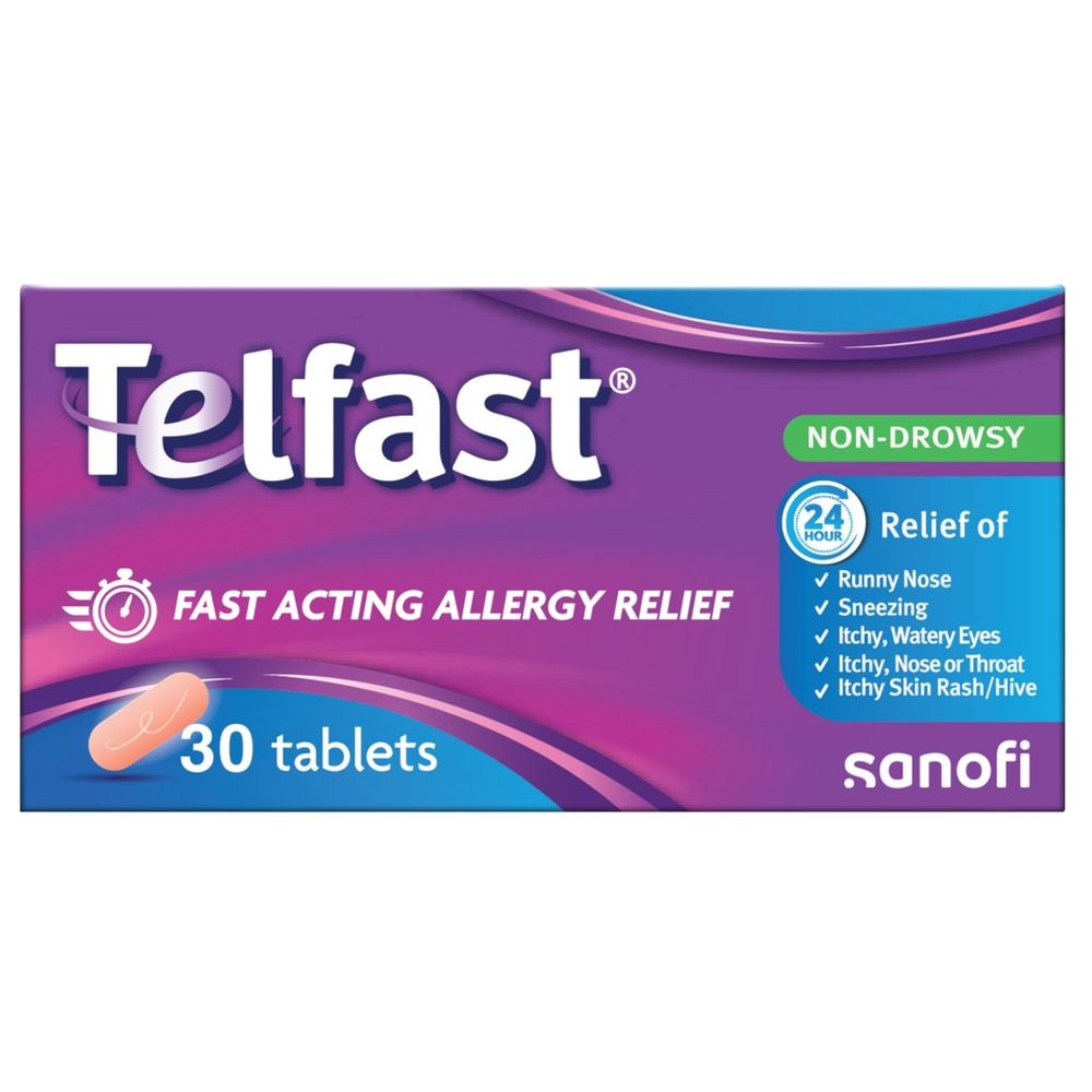 Telfast 180 mg Fast-Acting Allergy Relief Tablets - 30 Pcs
