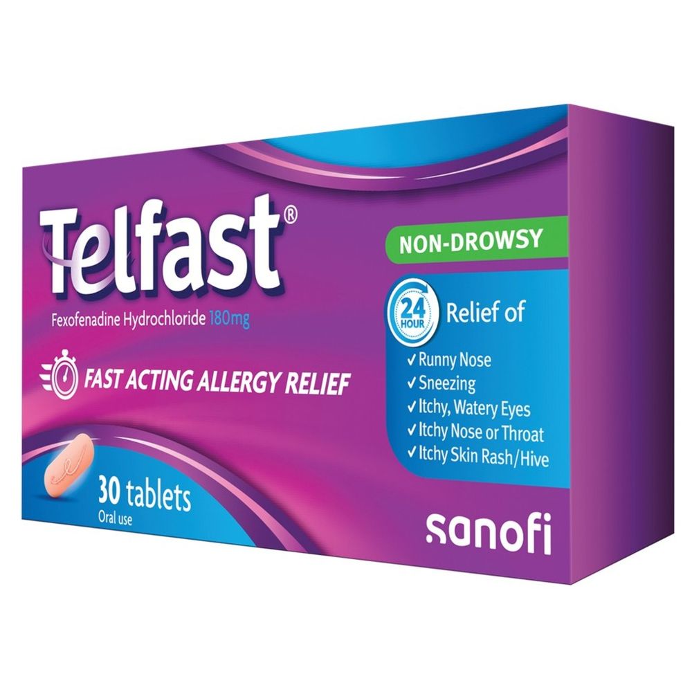 Telfast 180 mg Fast-Acting Allergy Relief Tablets - 30 Pcs