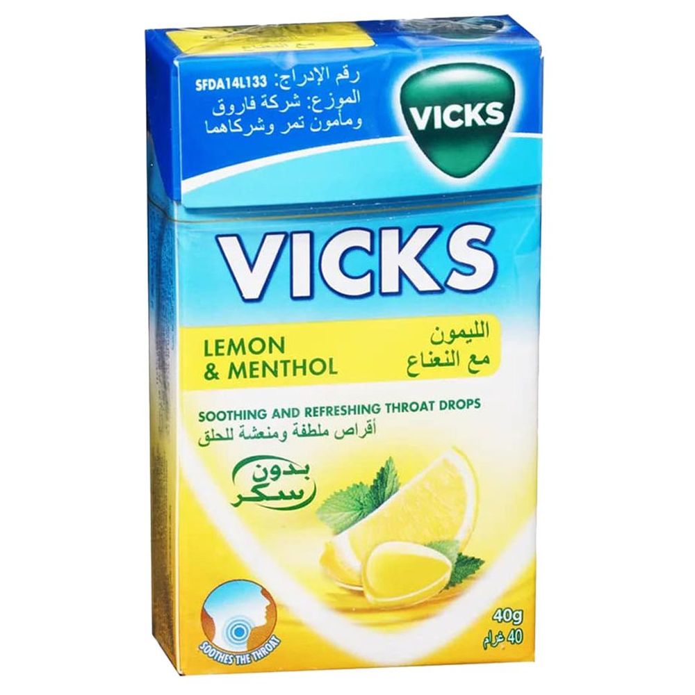Vicks - Throat Drop Box - Lemon & Menthol - 40 gm