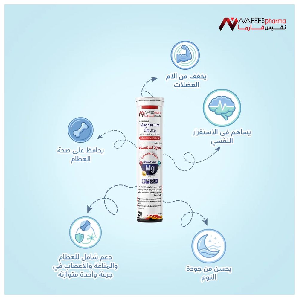 Nafeespharma Magnesium Citrate Effervescent Tablets - 20 Pcs