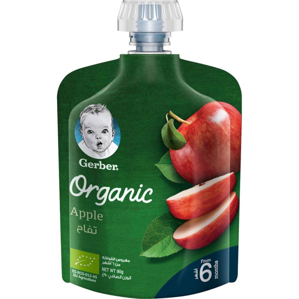 Gerber - Organic Apple Puree Pouch - 90 gm
