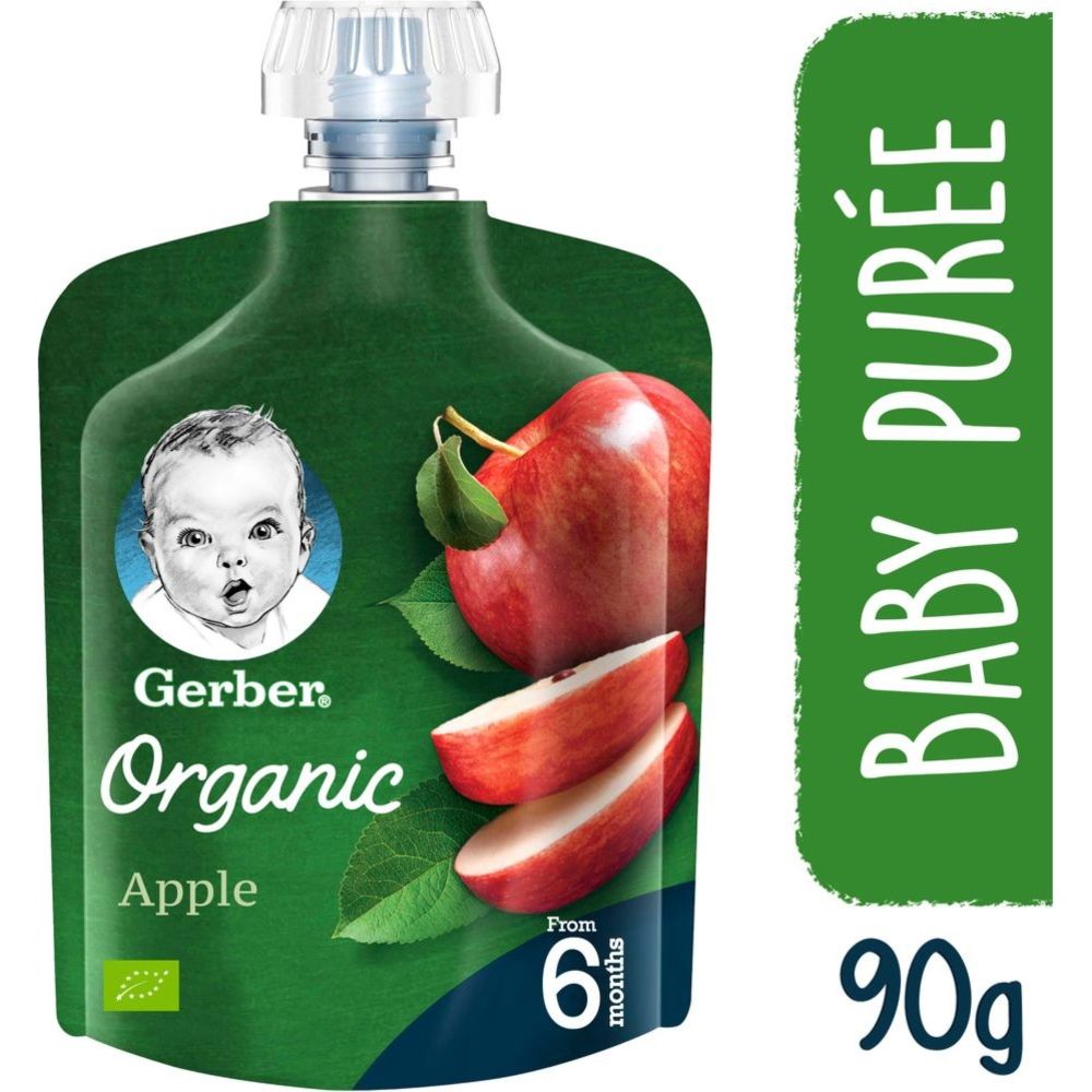 Gerber - Organic Apple Puree Pouch - 90 gm