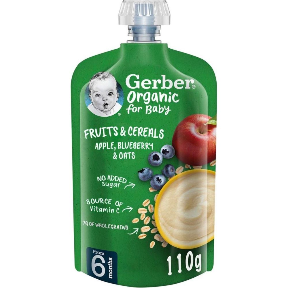 Gerber - Organic Apple, Blueberry And Oats Cereal - 110 gm