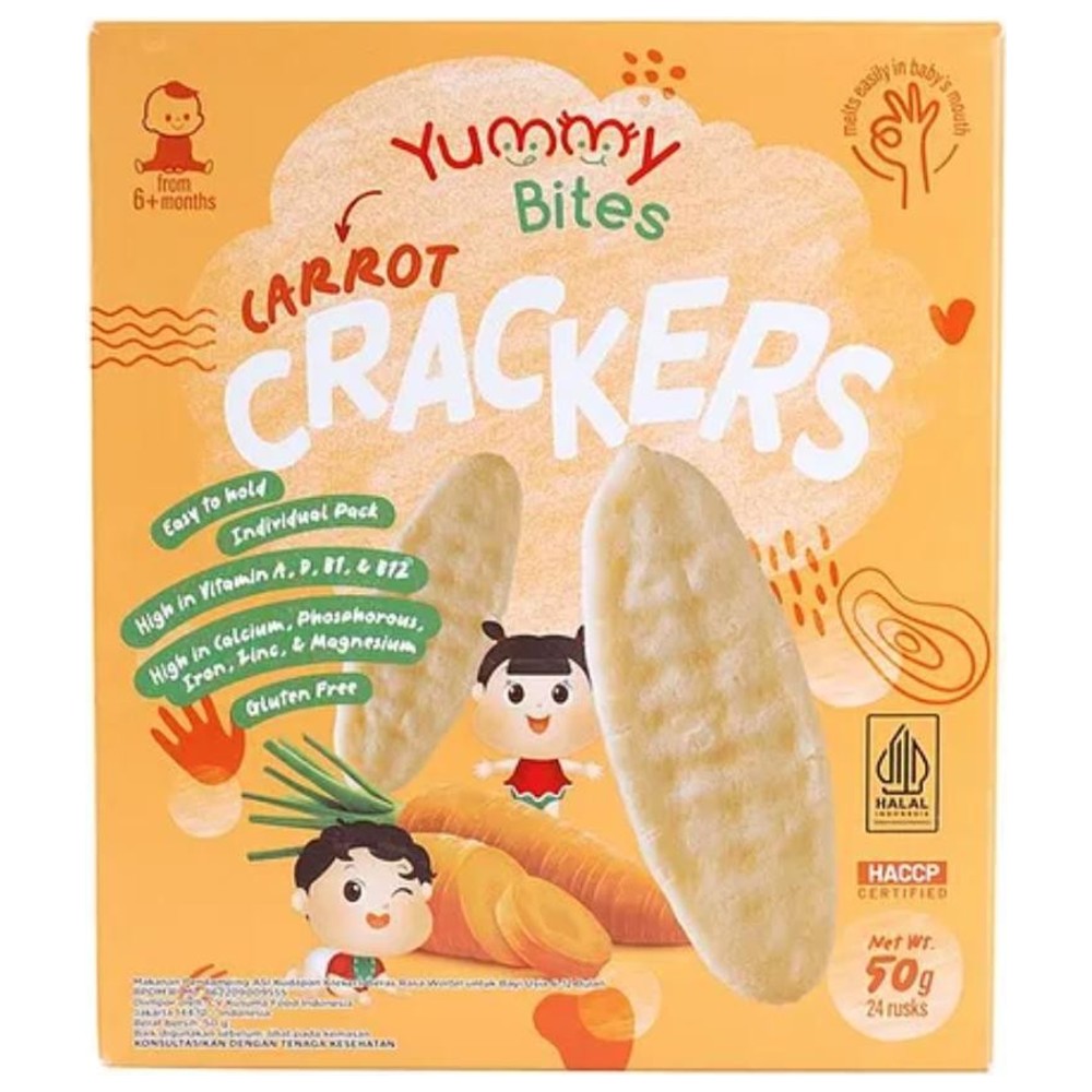 Yummy Bites - Rice Cracker - Carrot Flavour - 50 gm