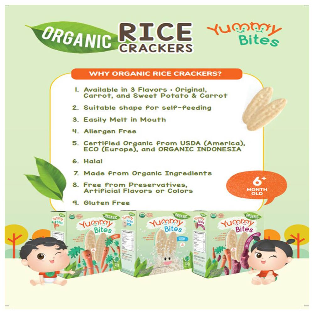 Yummy Bites - Original Flavor Organic Rice Crackers - 50 gm