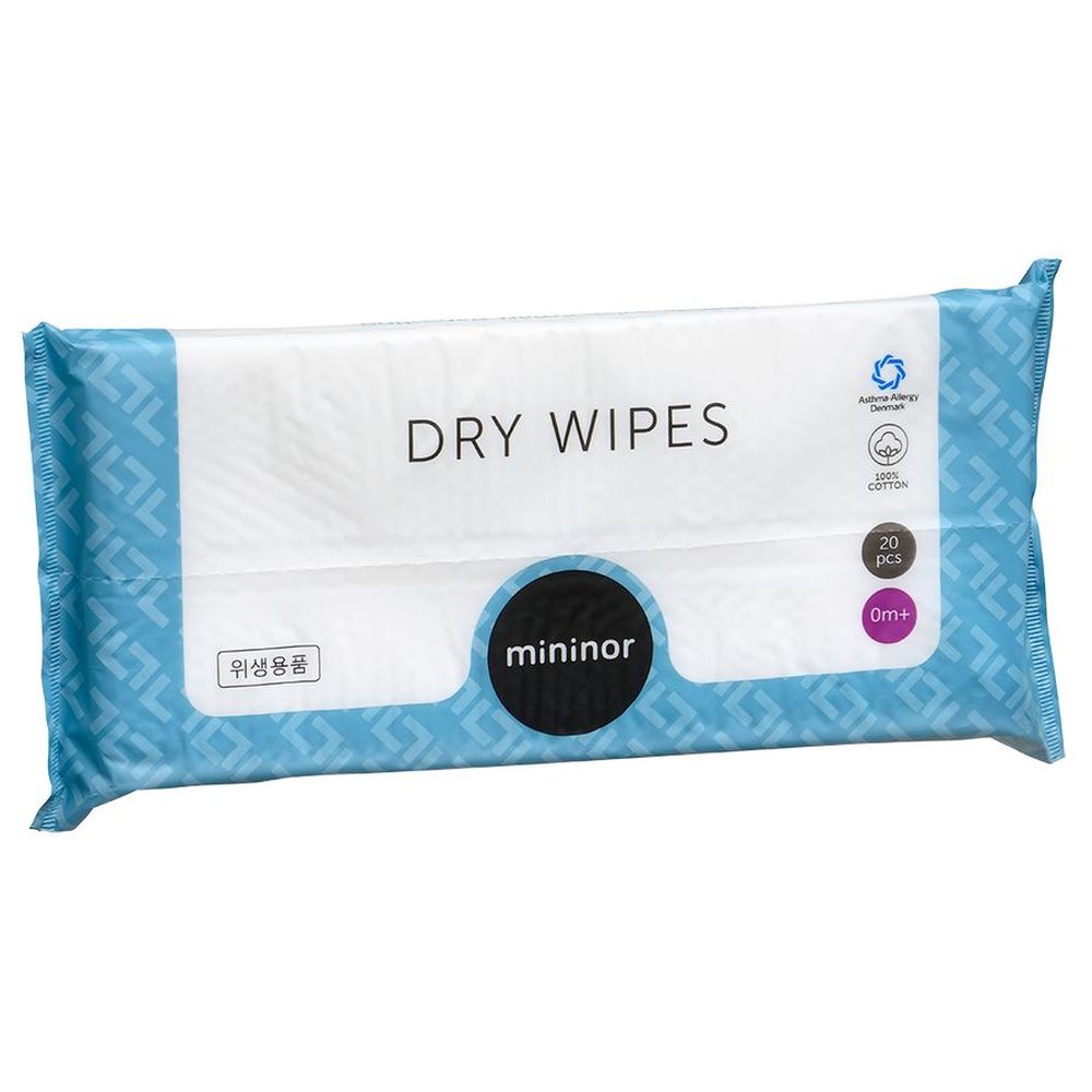 Mininor - 100% Cotton Ultra Soft Dry Wipes - Hypoallergenic/Biodegradable - 20pcs