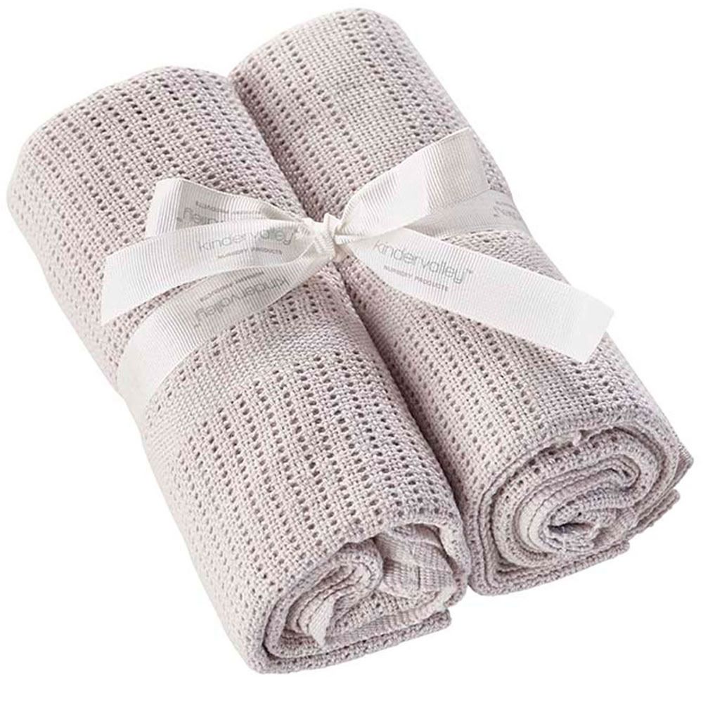 Kinder Valley - Cotton Cellular Blanket - Grey - 2 Pcs