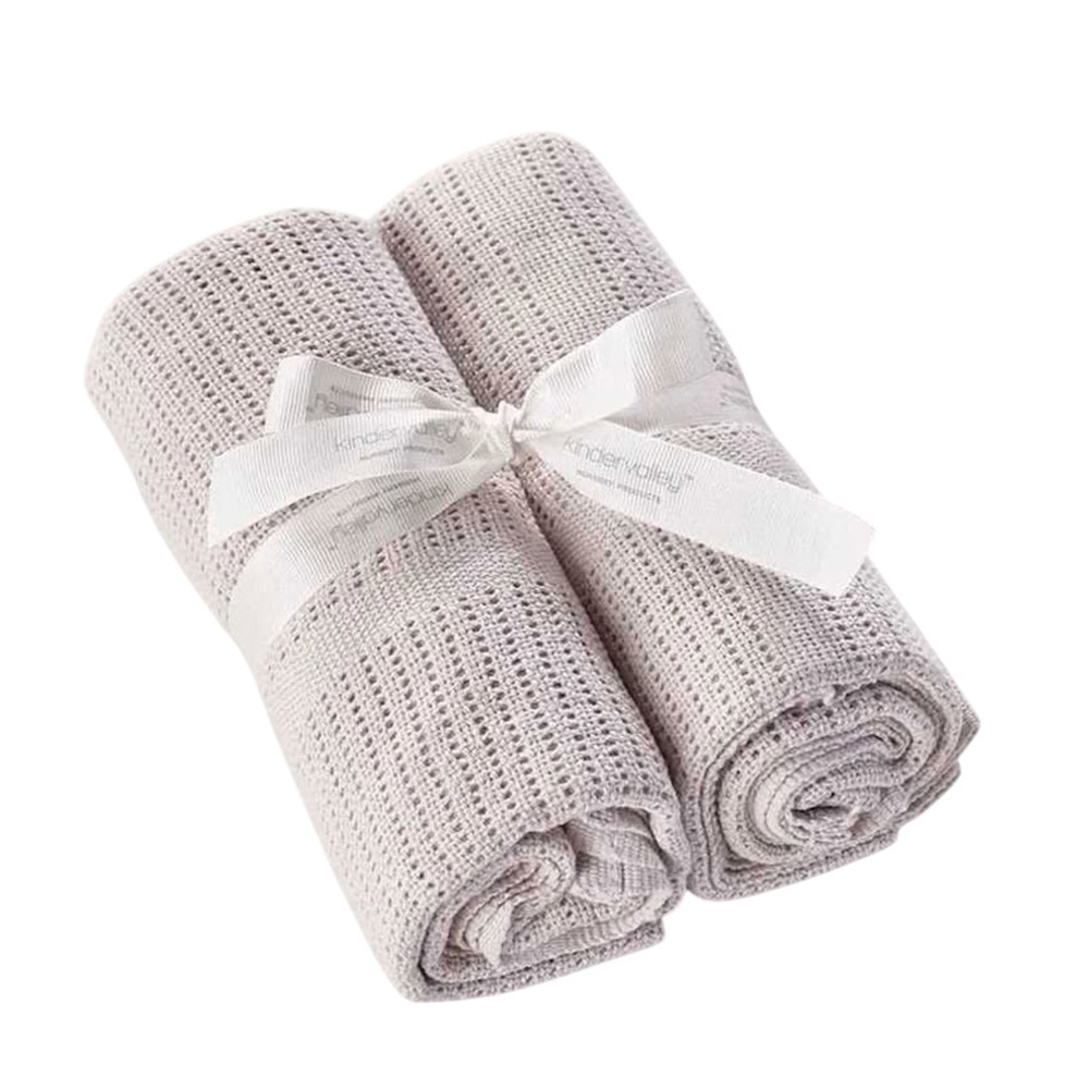 Kinder Valley - Cotton Cellular Blanket - Grey - 2 Pcs