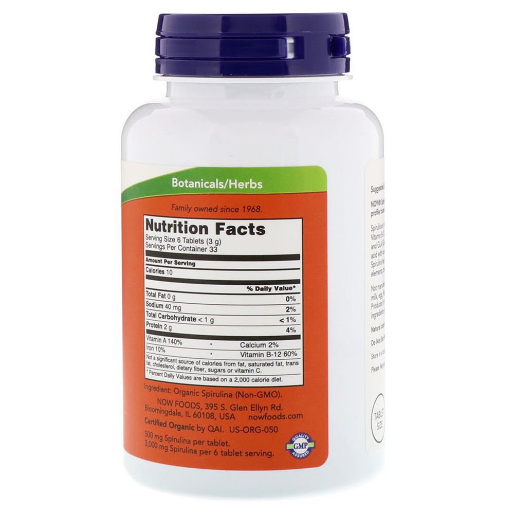 NOW - Spirulina 500 mg 200 Tablets