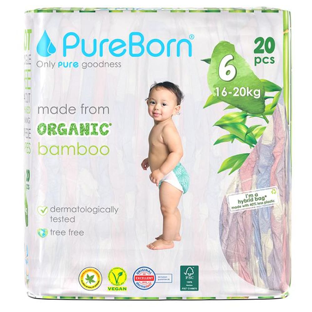 Pureborn - Single Pack Nappies - Size 6 - 16-20 kg - 20 Pcs - Print May Vary