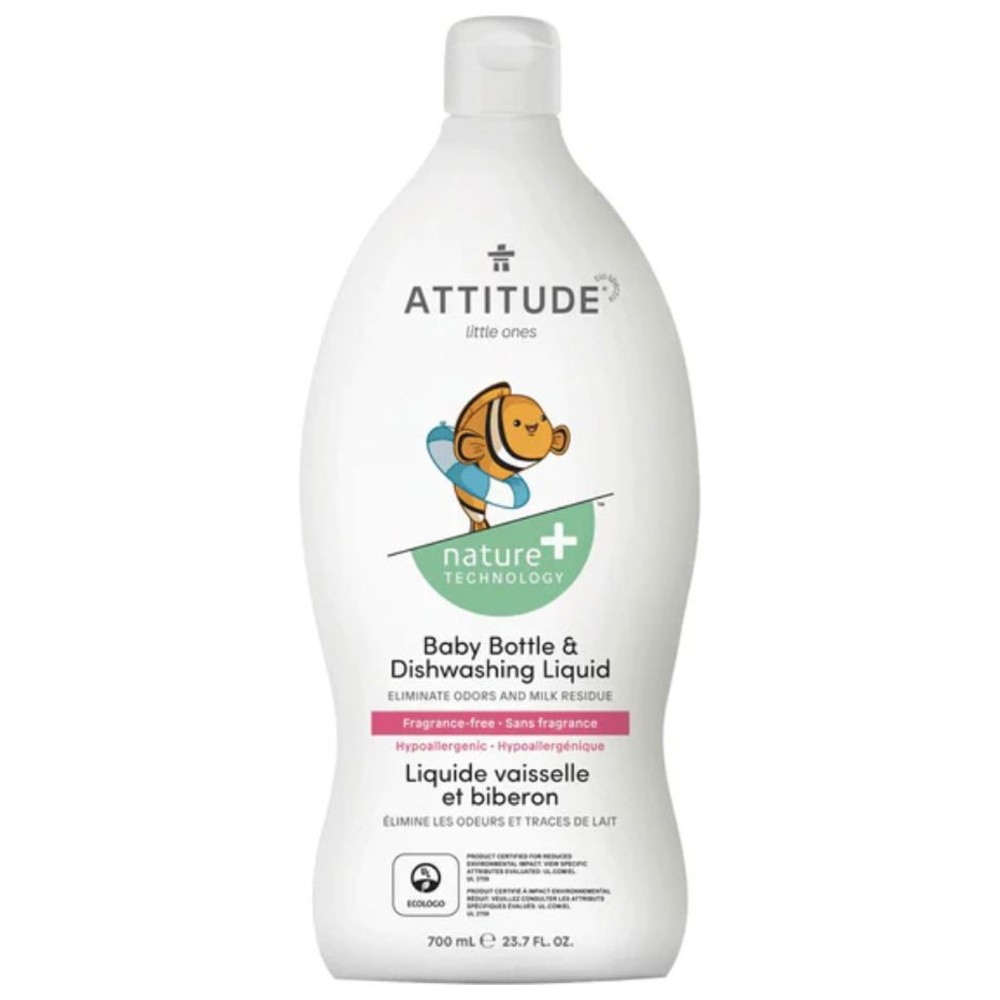 Attitude - Fragrance Free Baby Bottle & Dishwashing Liquid - 700 ml
