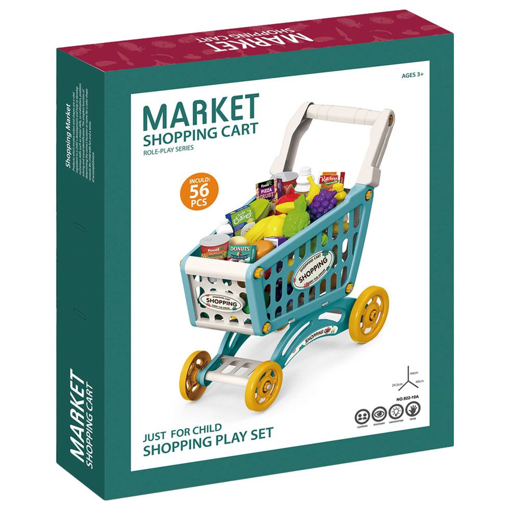 Little Story - Market Shopping Cart Toy Set 56pcs - Green