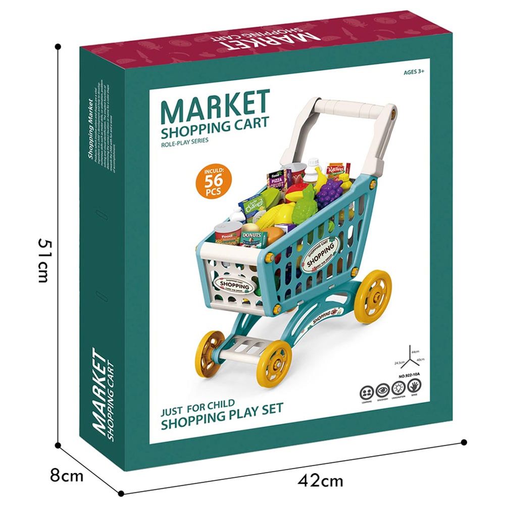 Little Story - Market Shopping Cart Toy Set 56pcs - Green