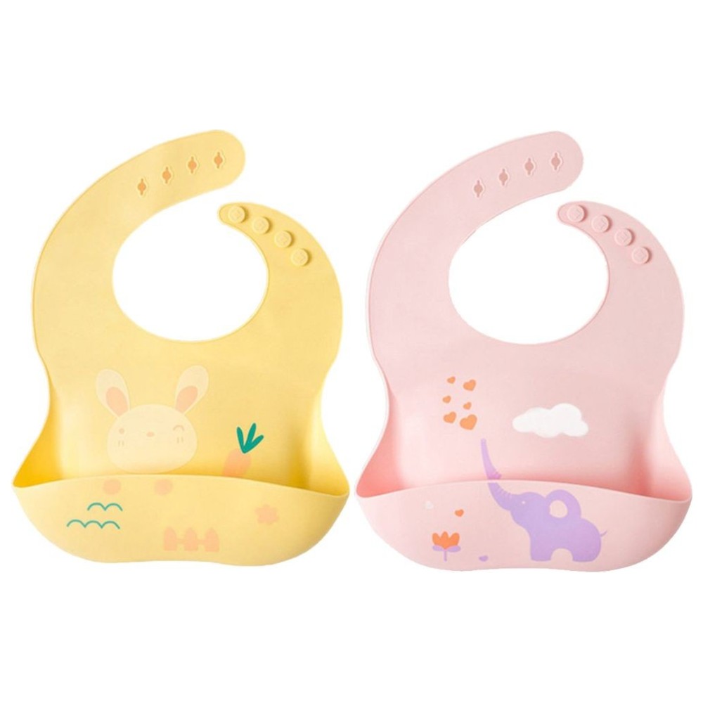 Pixie Baby - Silicone Bibs - Bunny/Elephant - 2 Pcs