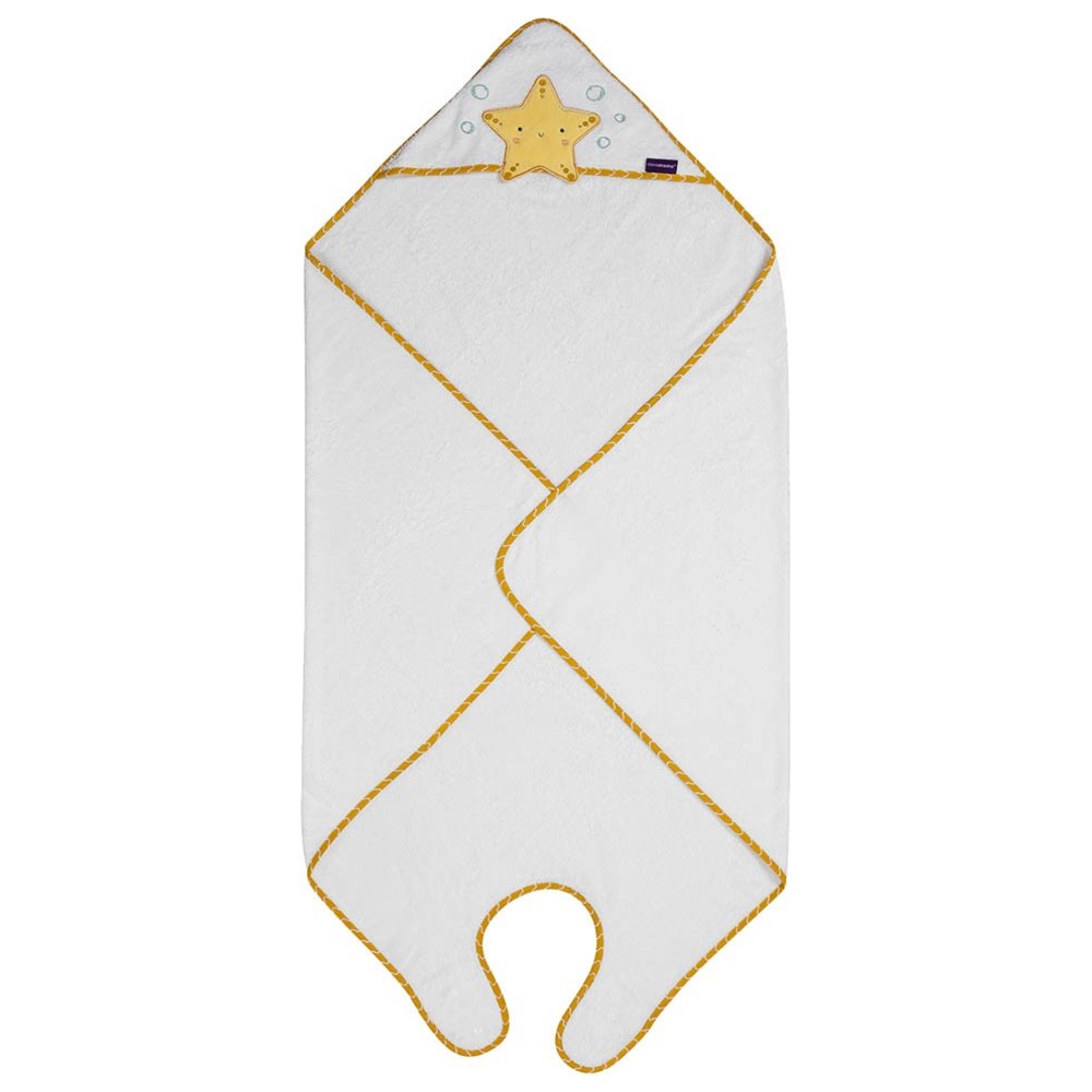 Clevamama - Bamboo Apron Baby Bath Towel - White/Honey