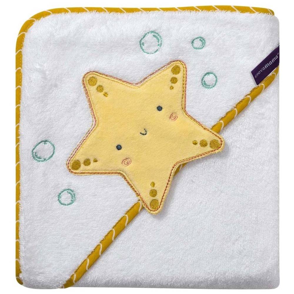 Clevamama - Bamboo Apron Baby Bath Towel - White/Honey