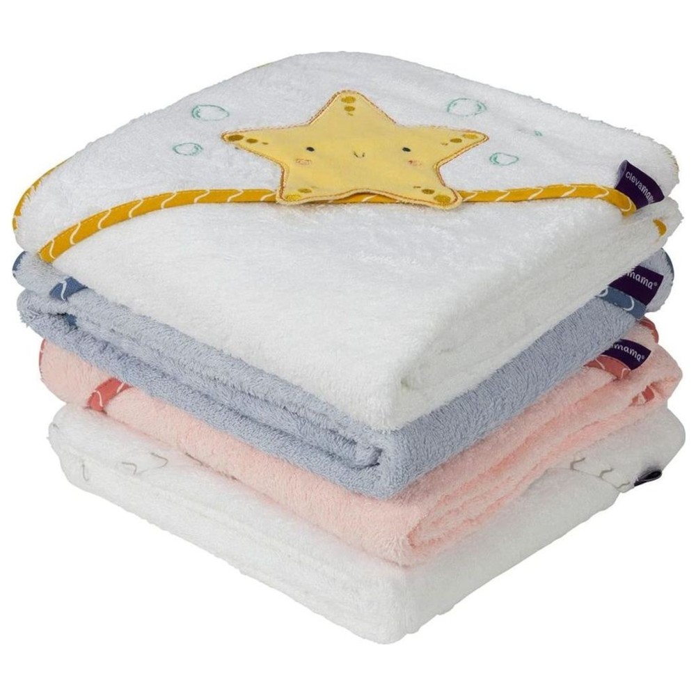 Clevamama - Bamboo Apron Baby Bath Towel - White/Honey
