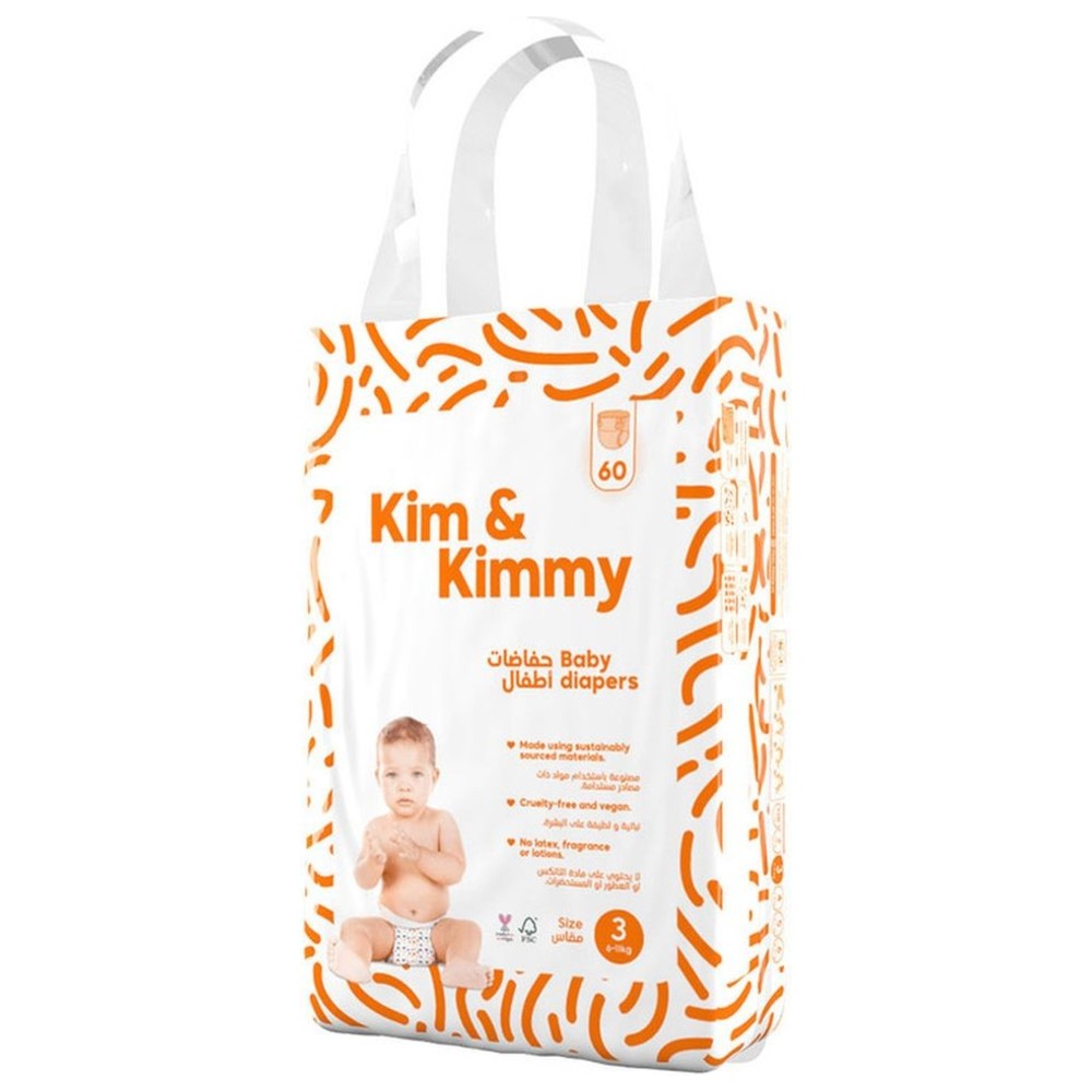 Kim & Kimmy - Little Clouds Baby Diapers - Size 3 - 6-11 kg - 60 Pcs
