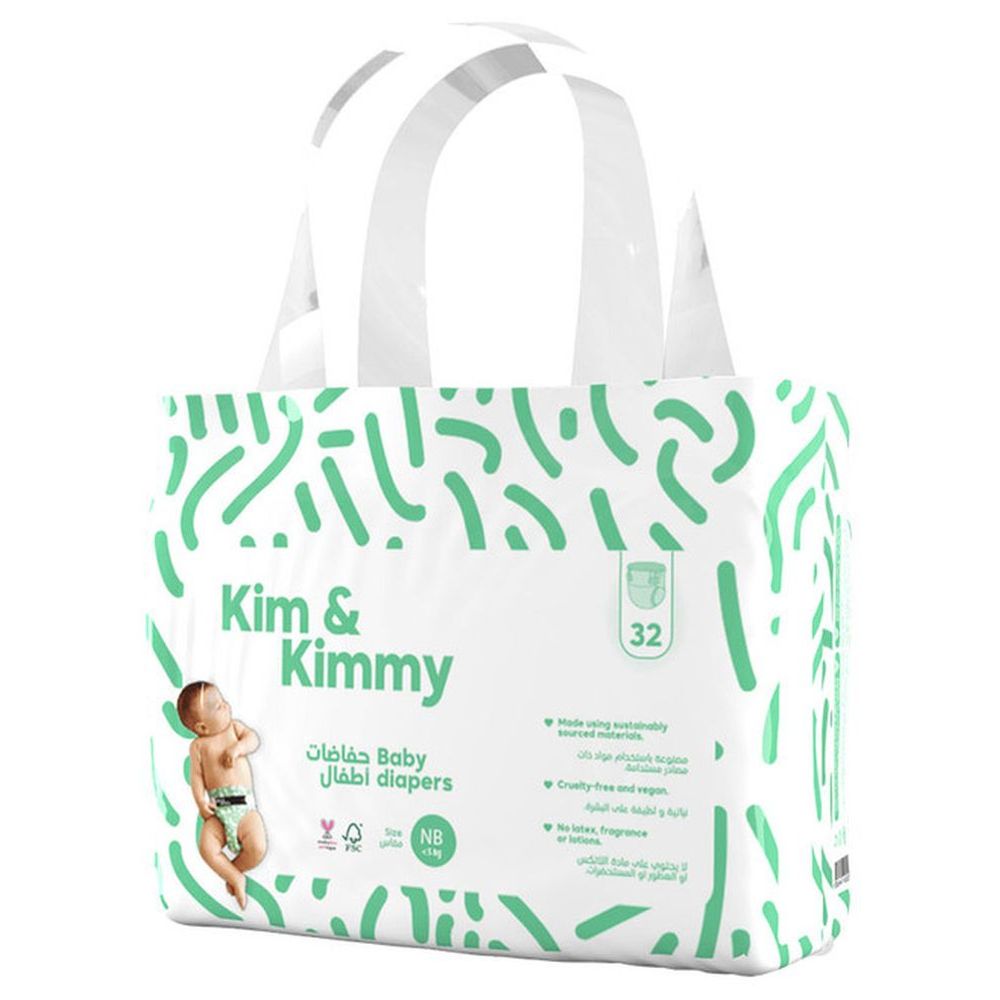 Kim & Kimmy - Funny Icons Diapers - New Born - 0-5 kg - 32 Pcs
