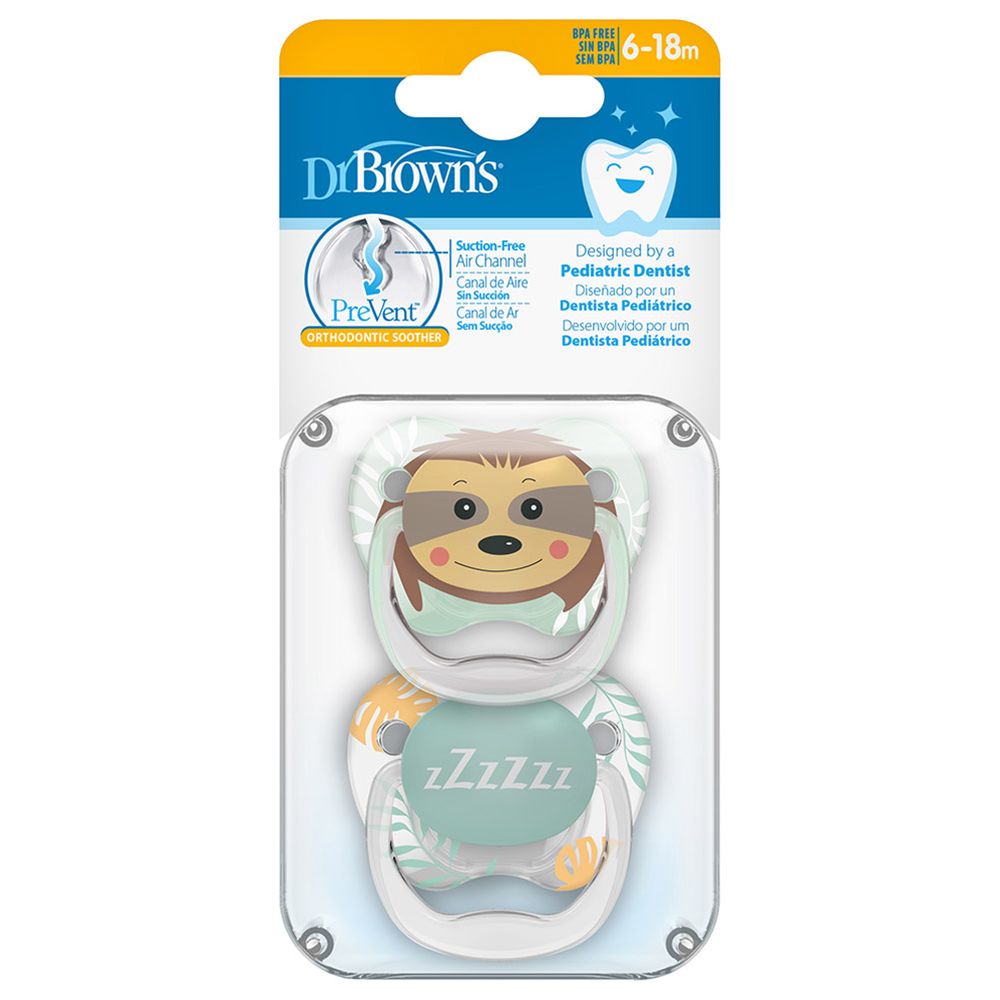 Dr. Brown's - Printed Shield Soother - 6-18M - Green - 2 Pc Set