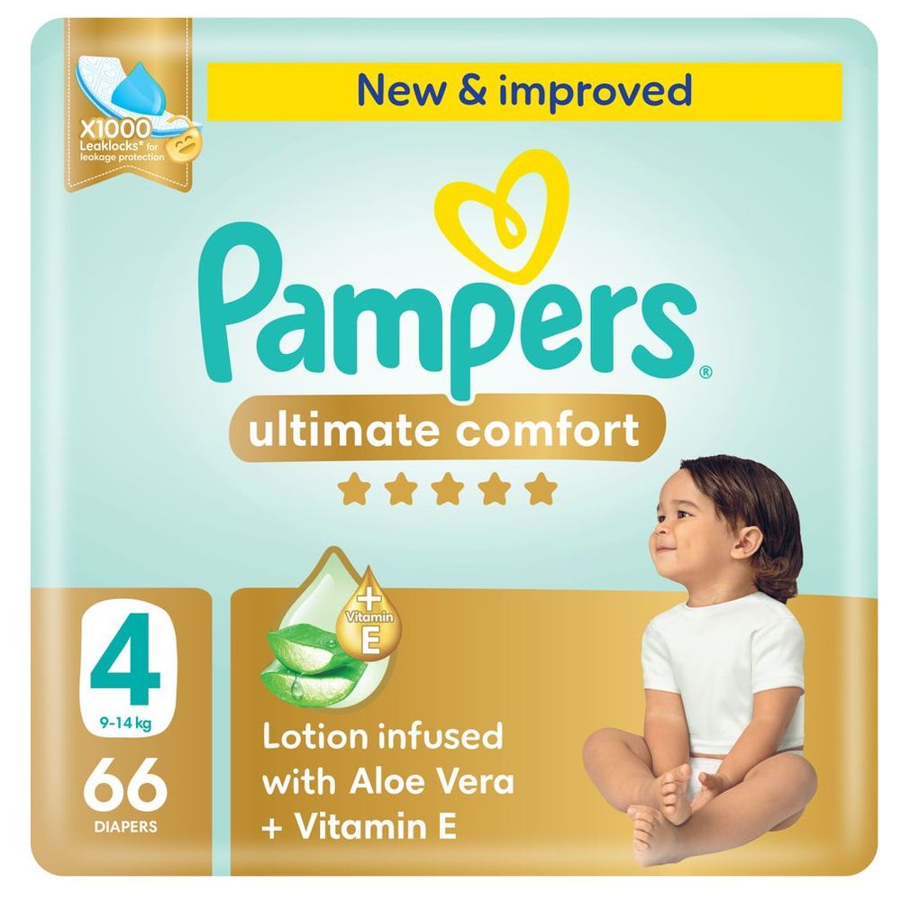 Pampers - Ultimate Comfort Taped Diapers - Giant Pack - Size 4 - 9-14 kg - 66 Pcs