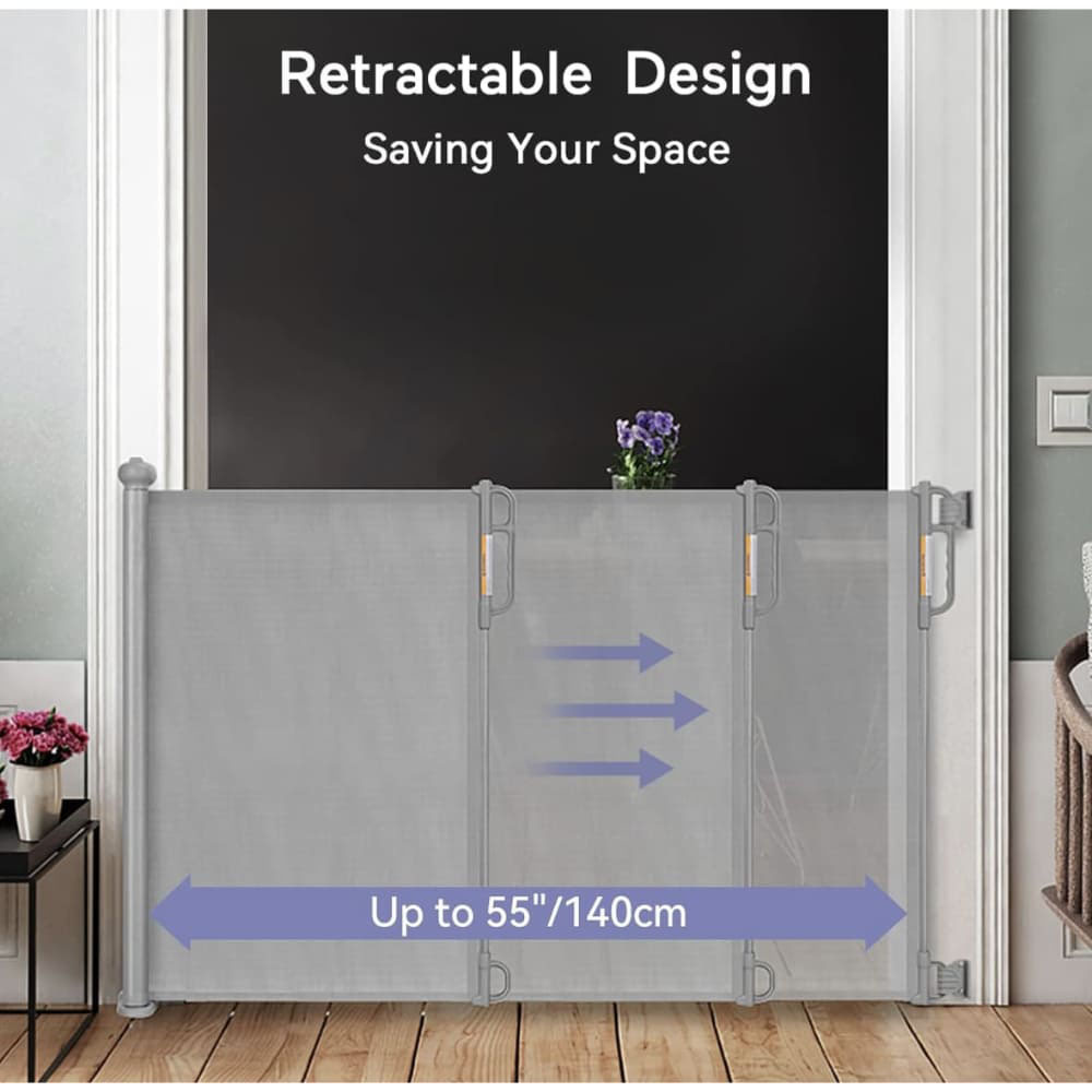 Momcozy - Retractable Baby Gate - Grey