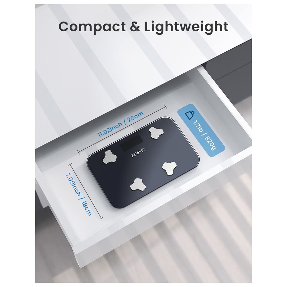 Renpho - Mini Bathroom Scale - Dark Black