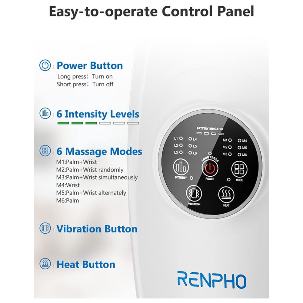 Renpho - Cordless Hand Massager Machine - White - 3 Pcs