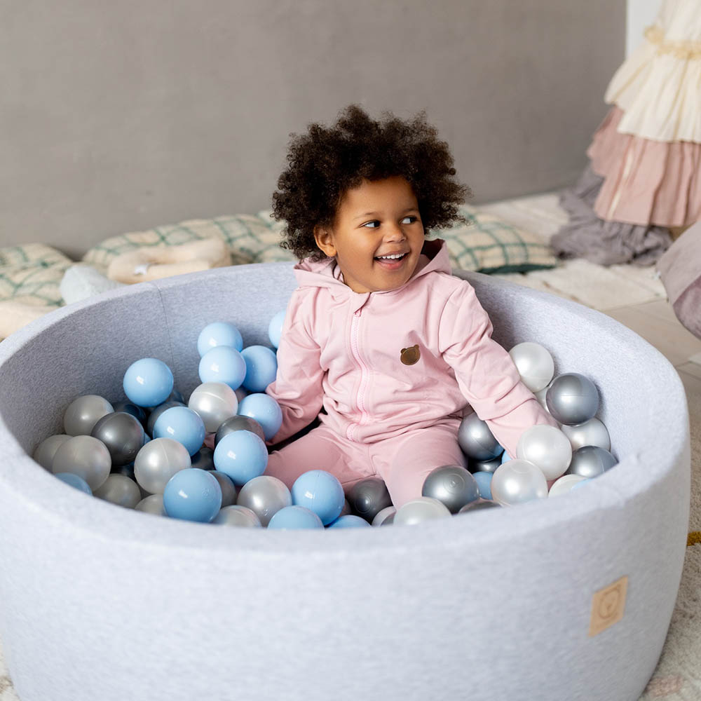 Misioo - Balls Pool Round Grey with 200 Balls - Blue/Silver/Pearl