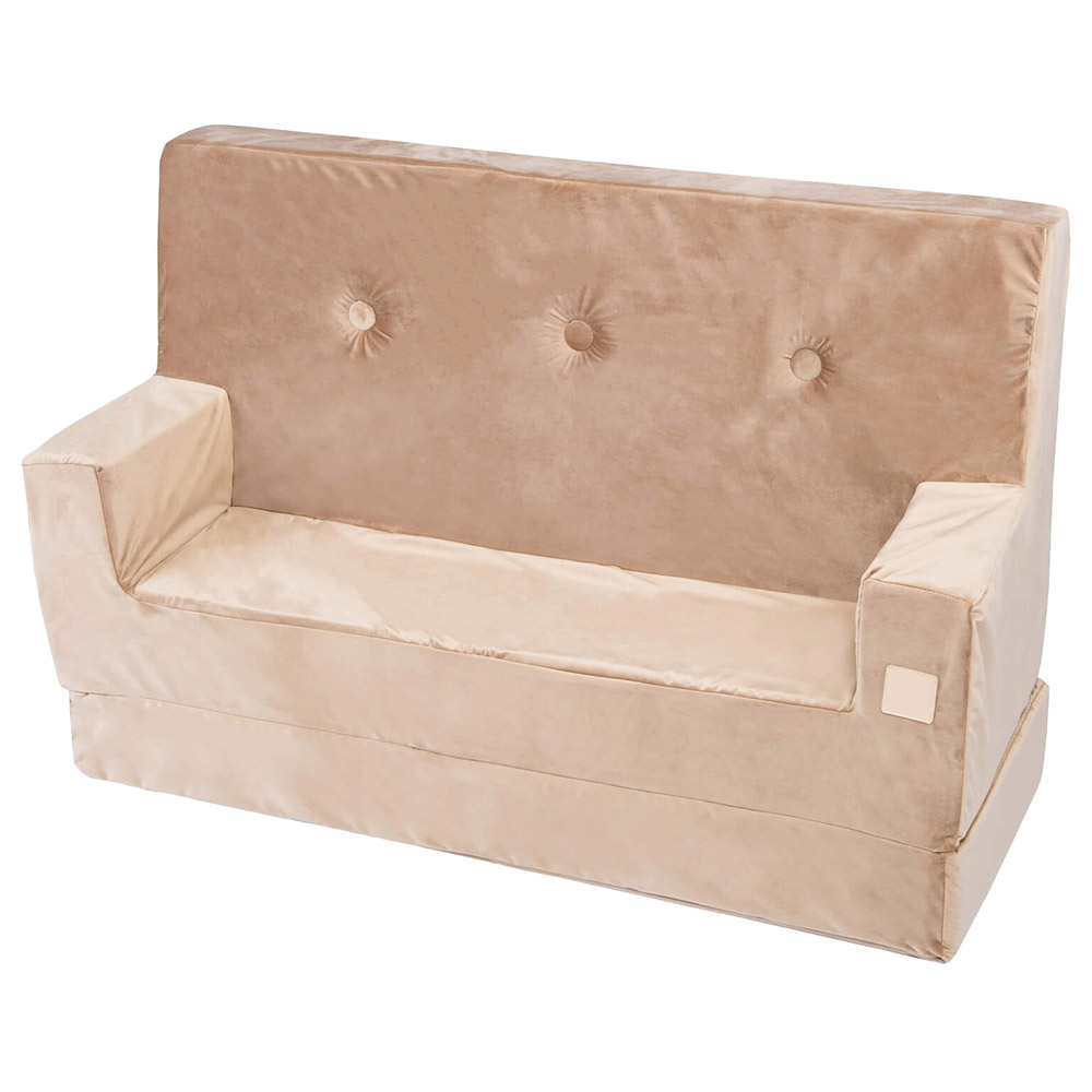 Misioo - Multi Function Kids Sofa Cum Bed with Armrest - Gold Velvet