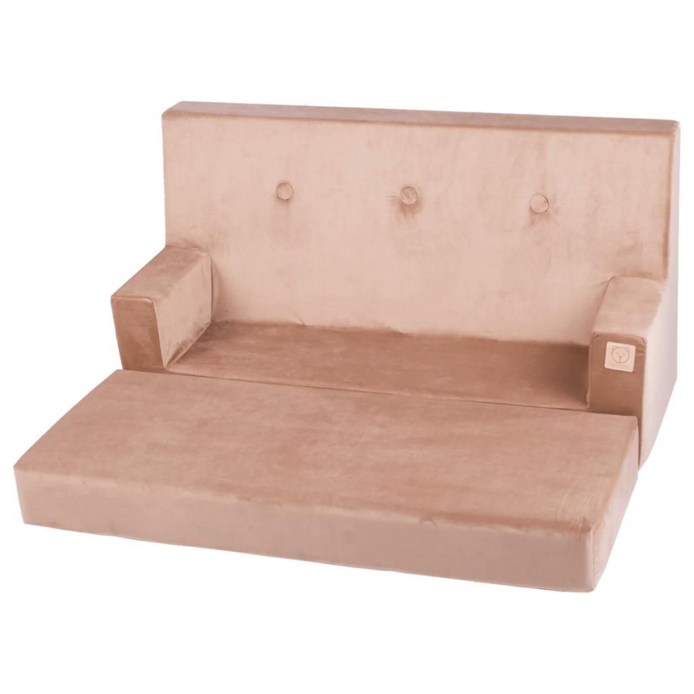 Misioo - Multi Function Kids Sofa Cum Bed with Armrest - Gold Velvet
