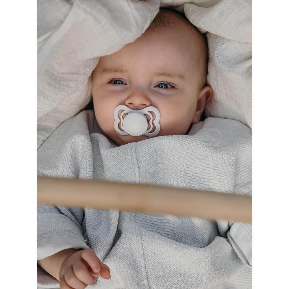 Bibs - Pacifier Supreme Silicone Size 2 - 6M+ - Pack of 2 - Cloud/Steel Blue