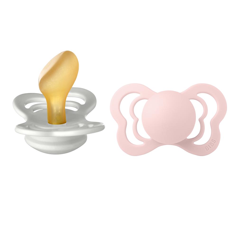 Bibs - Pacifier Couture Latex Size 2 - 6M+ - Pack of 2 - Haze/Blossom