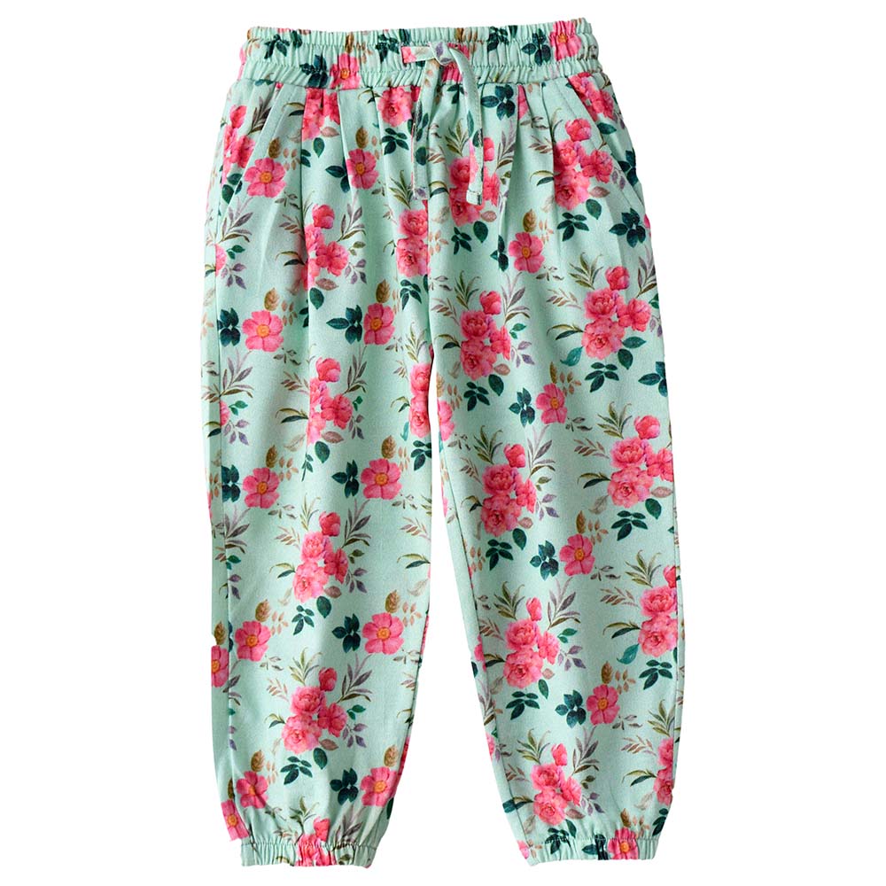 Jelliene Floral Knit All-Over Print Harem Pants