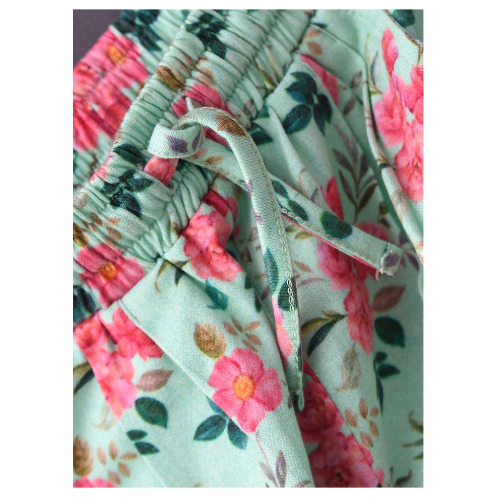 Jelliene Floral Knit All-Over Print Harem Pants