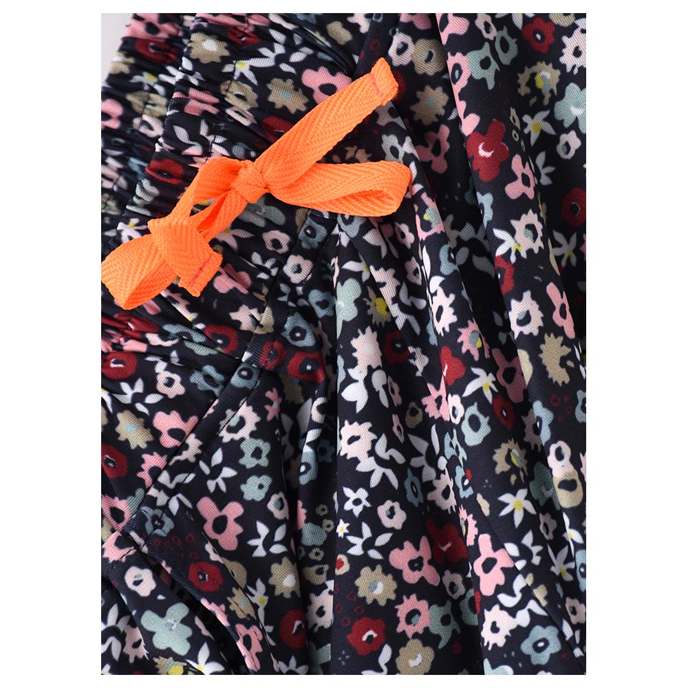 Jelliene Knit All-Over Print Harem Pants with Drawstring