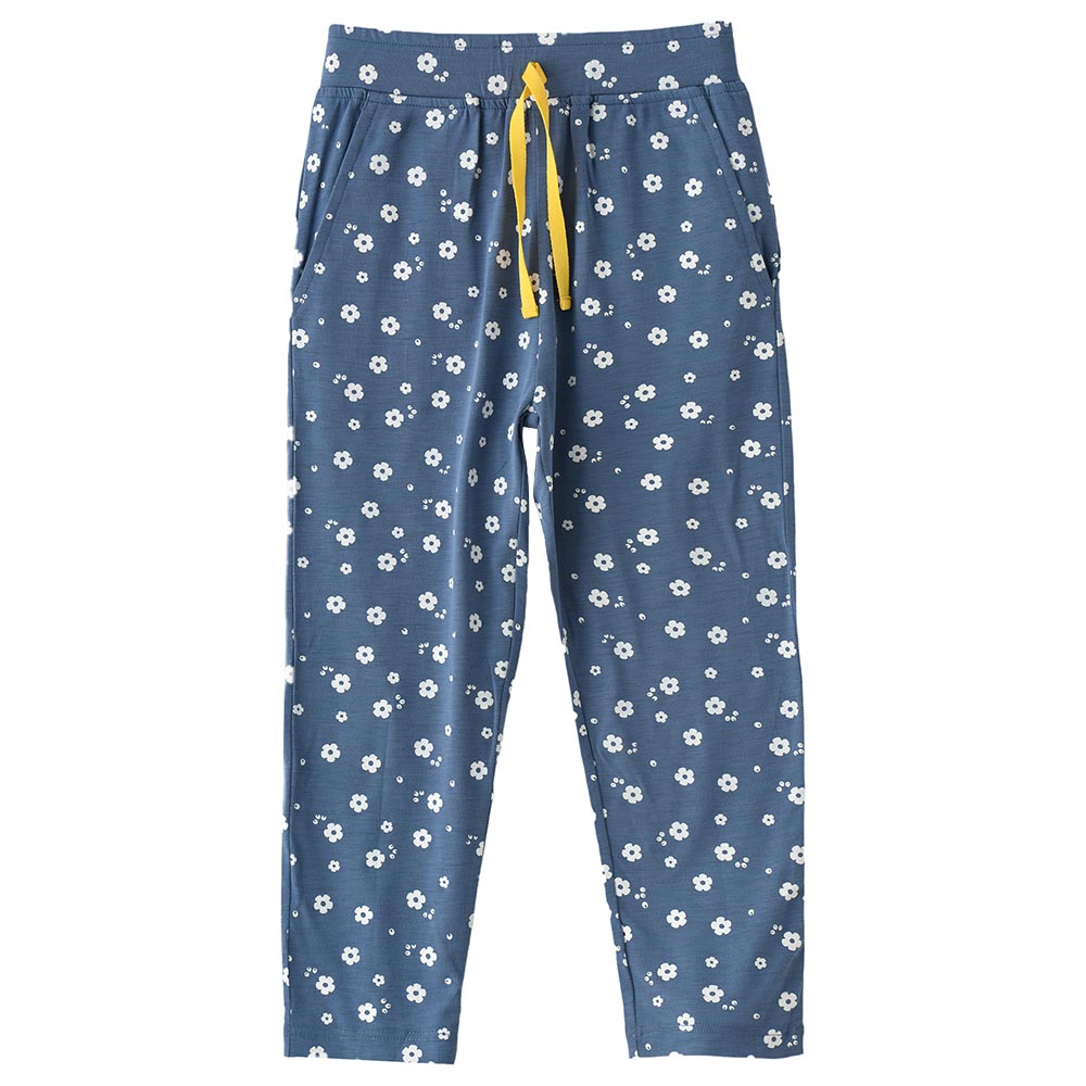 Jelliene Knit All-Over Print Harem Pants with Drawstring - Blue