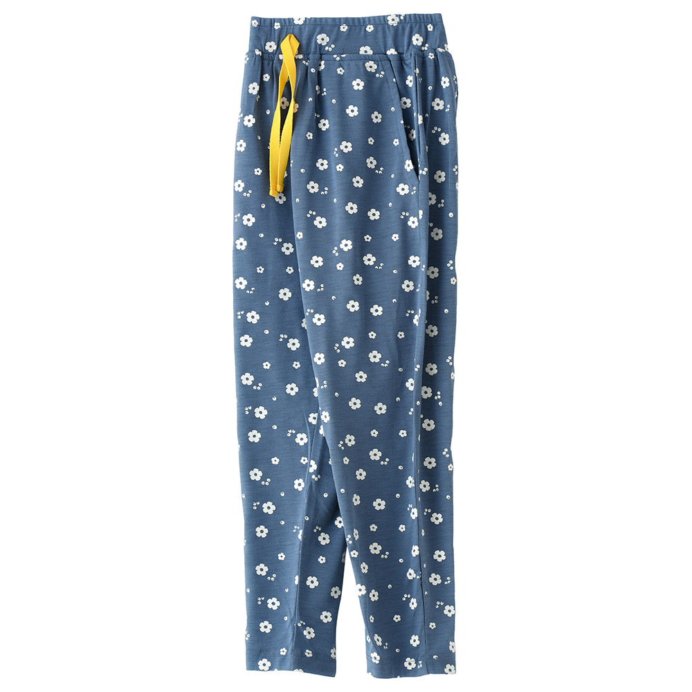Jelliene Knit All-Over Print Harem Pants with Drawstring - Blue