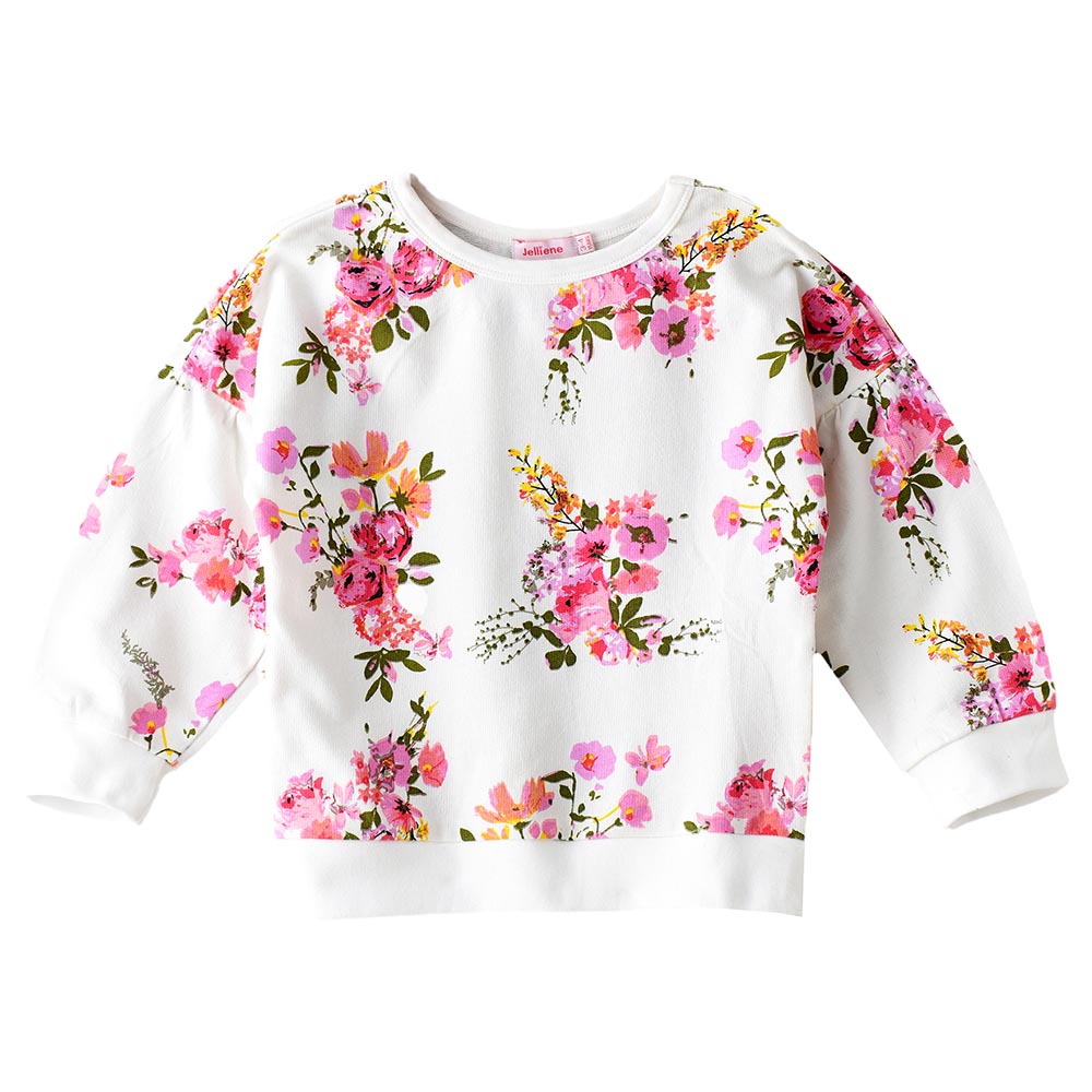 Jelliene Long Sleeves Knit All-Over Print Sweatshirt