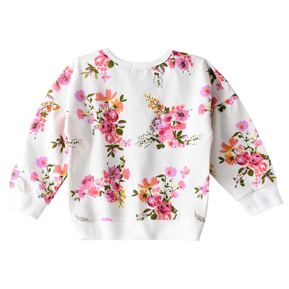Jelliene Long Sleeves Knit All-Over Print Sweatshirt