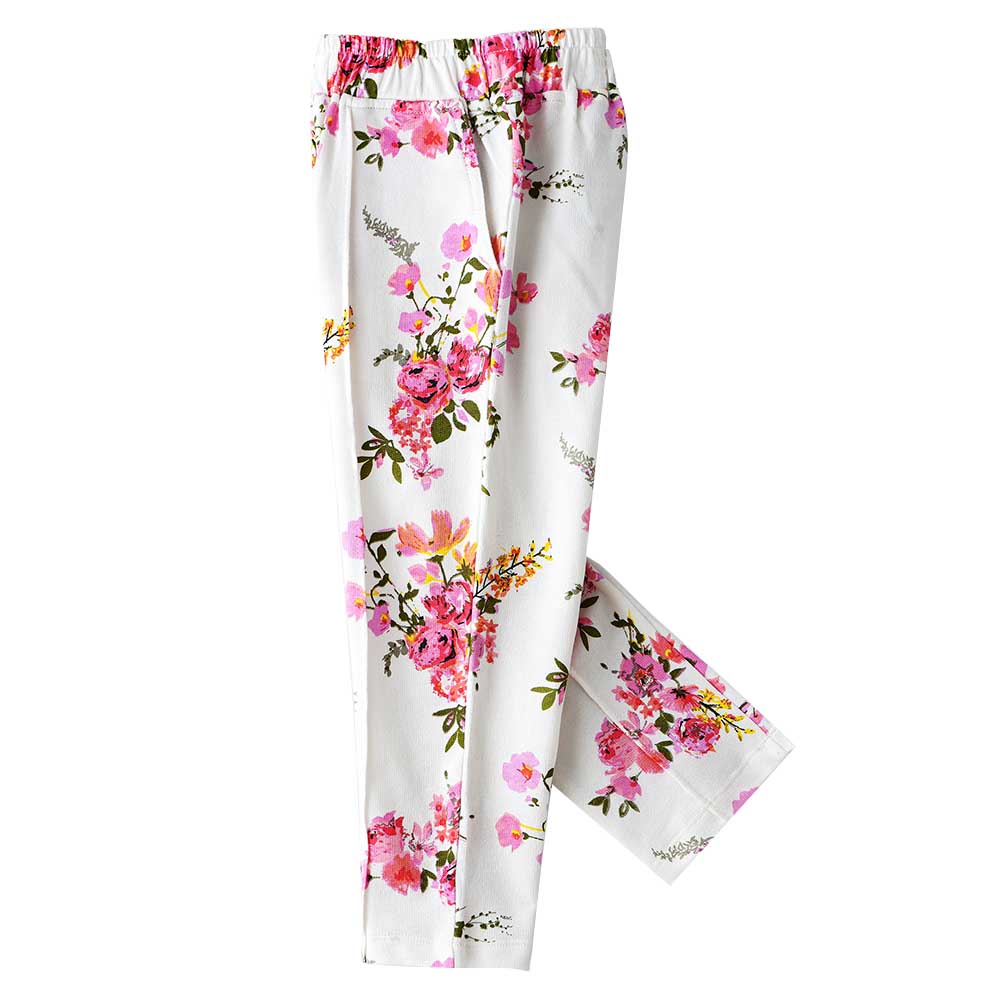 Jelliene Girls Printed Soft Cotton Sweatpants - White