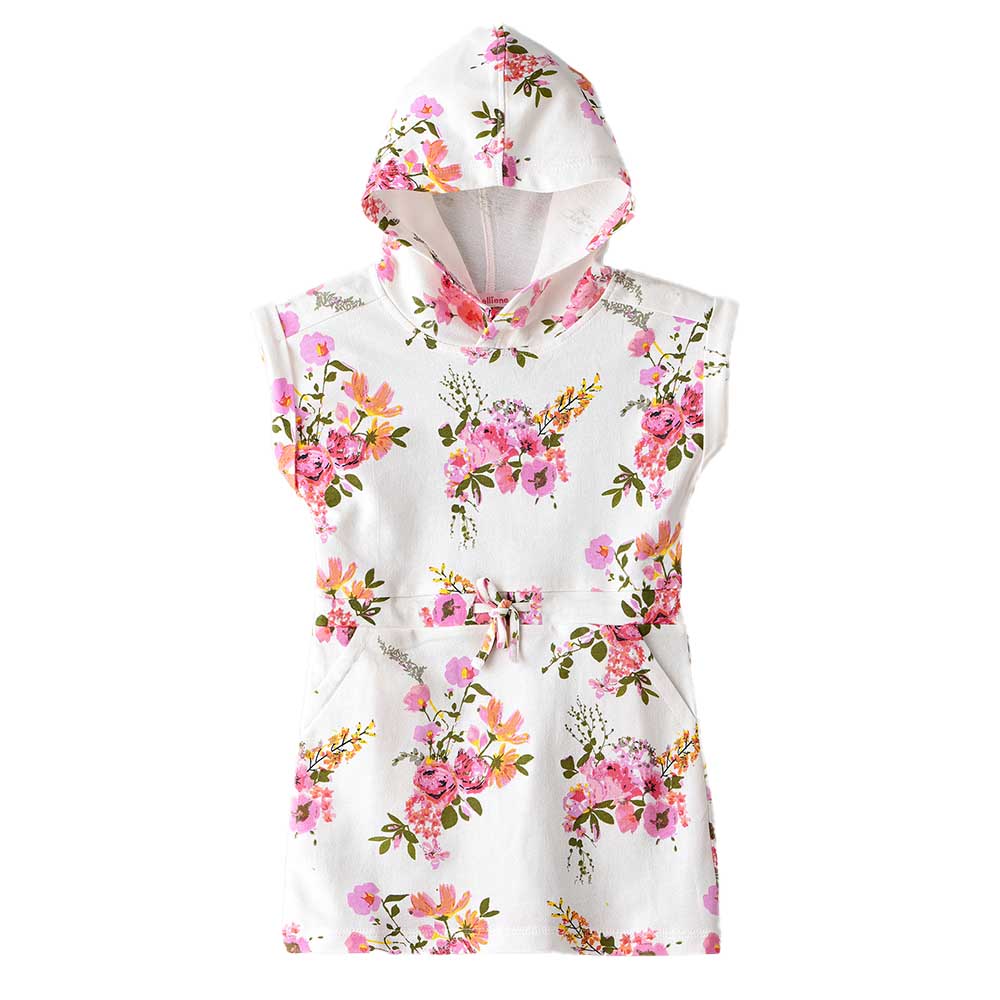 Jelliene Girls Printed Soft Cotton Hoodie - White