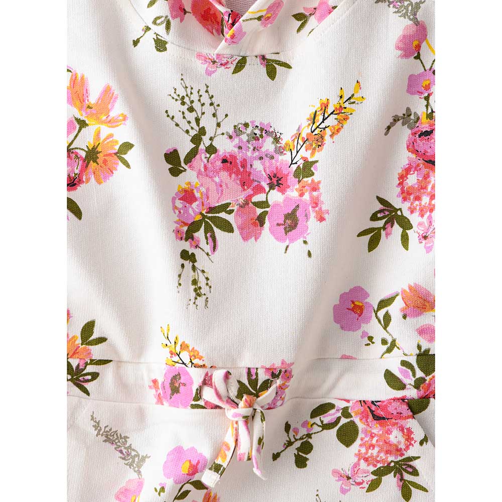 Jelliene Girls Printed Soft Cotton Hoodie - White