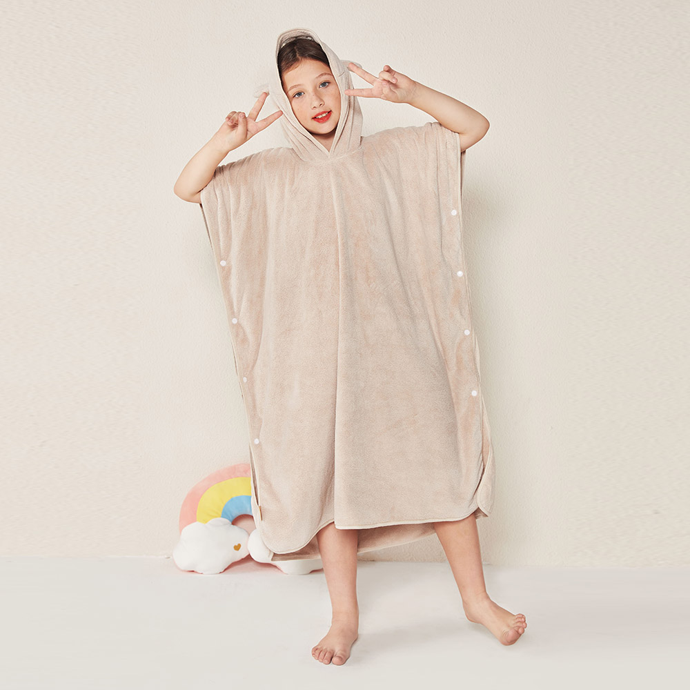 Reefi - Kappa Bathrobe Side Stitched Without Drawing - Beige - 9-11Y