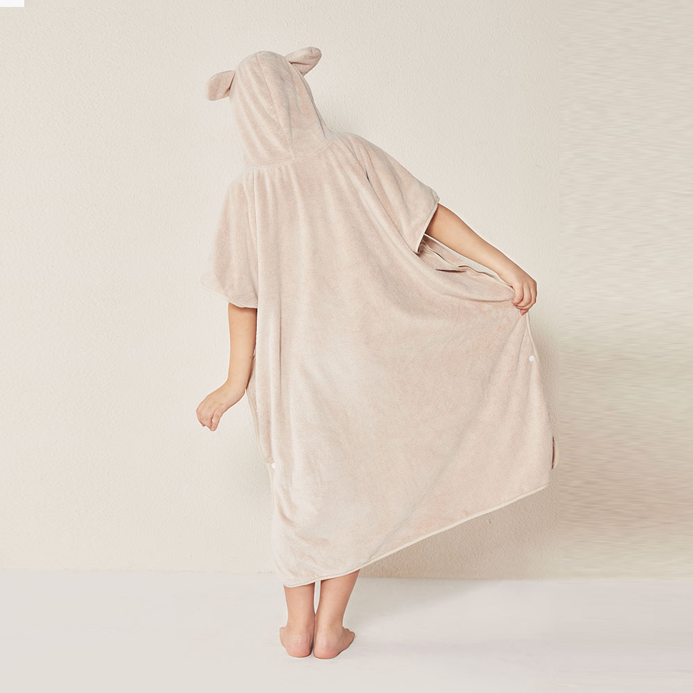 Reefi - Kappa Bathrobe Side Stitched Without Drawing - Beige - 9-11Y
