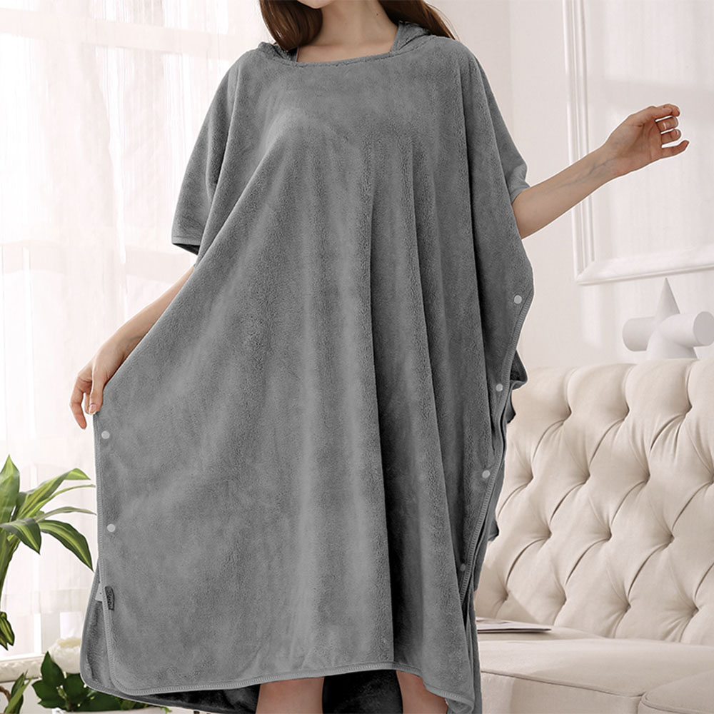 Reefi - Kappa Large Skinny Side Stitched Bathrobe Free Size - Grey