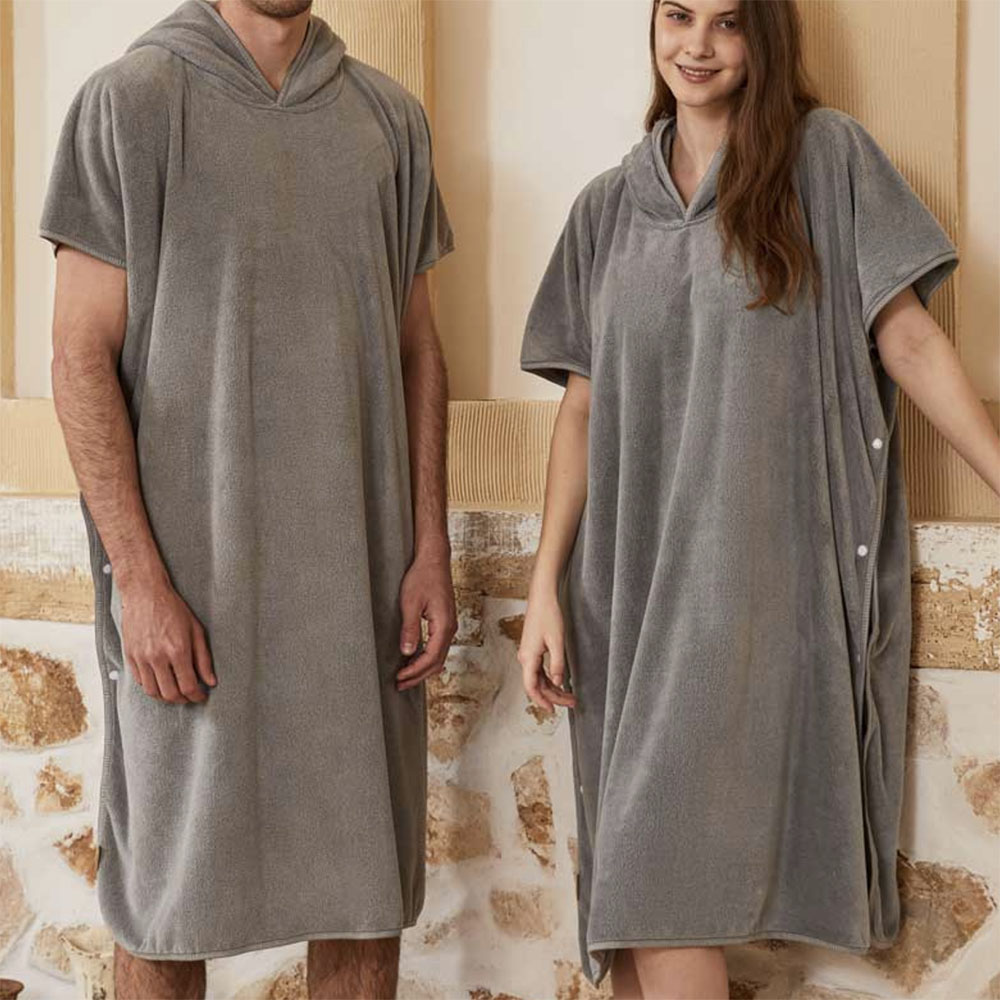 Reefi - Kappa Large Skinny Side Stitched Bathrobe Free Size - Grey