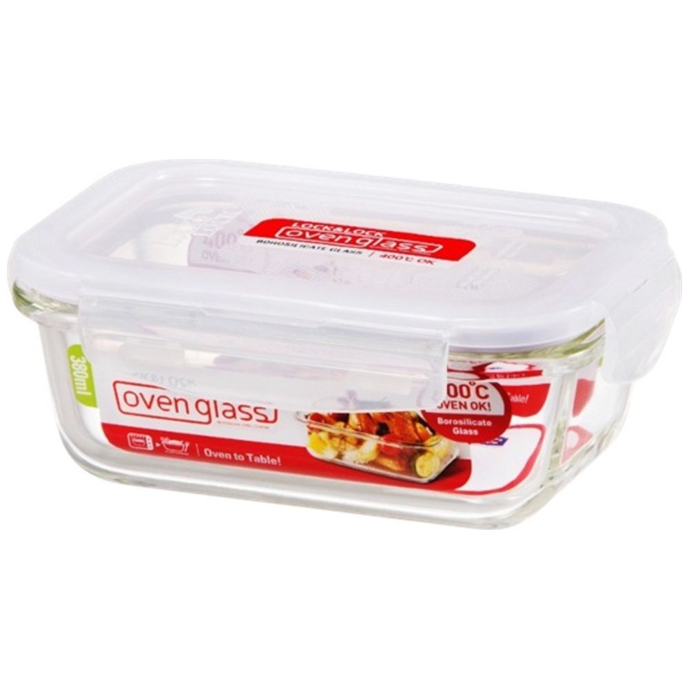 LocknLock - Oven Glass Rectangle with Lid - 380ml - Clear