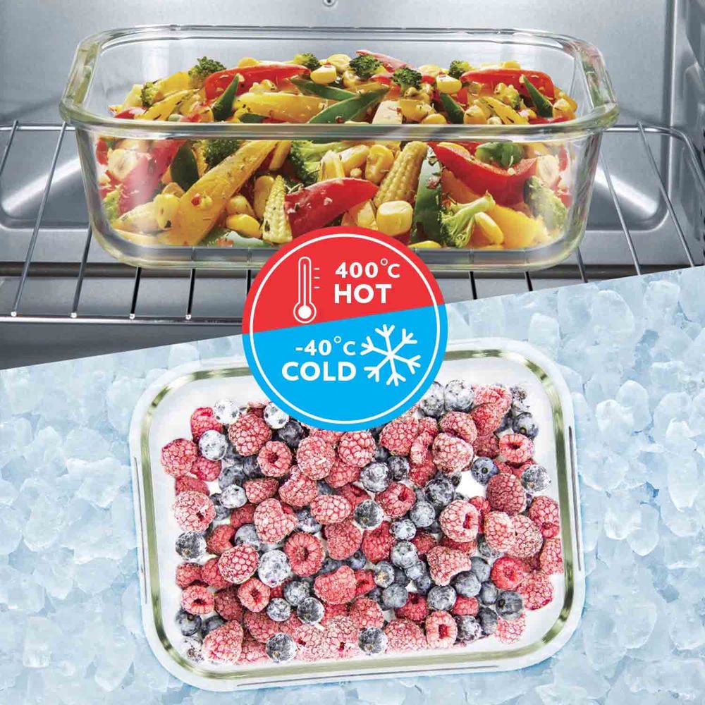 Borosil Klip-N-Store Rectangular Glass Container - 1.04 L