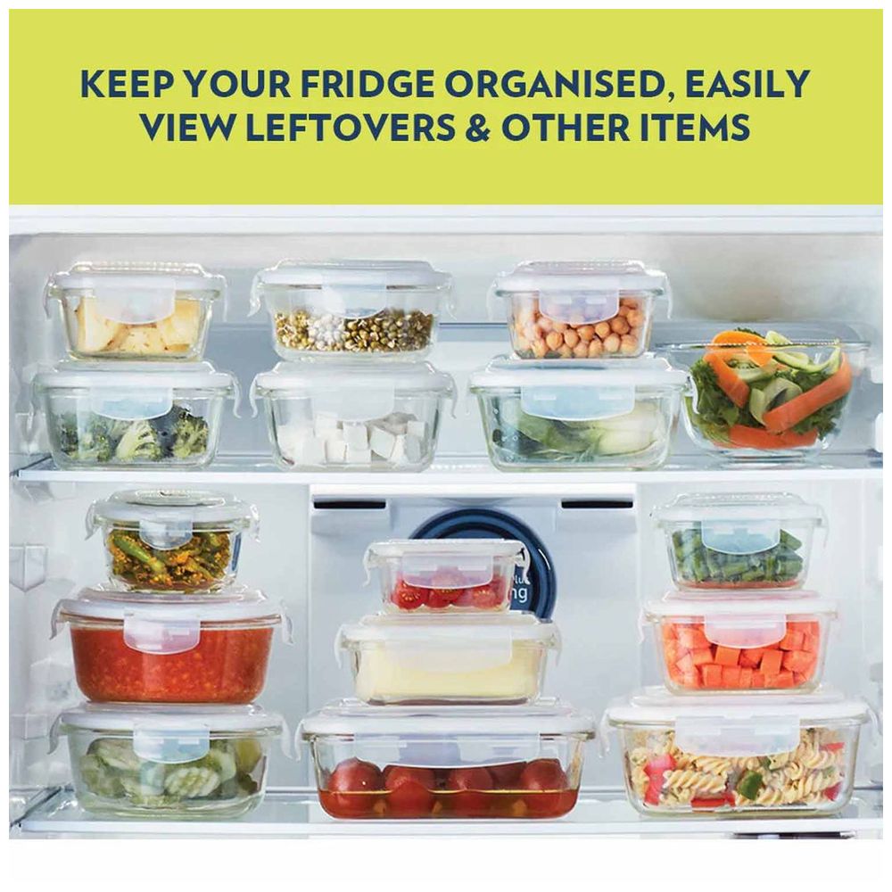 Borosil Klip-N-Store Rectangular Glass Container - 370 ml